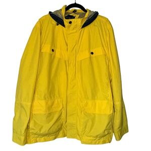 Lands' End Mens‎ Yellow Hooded Rain Jacket XL Waterproof Outerwear Windbreaker